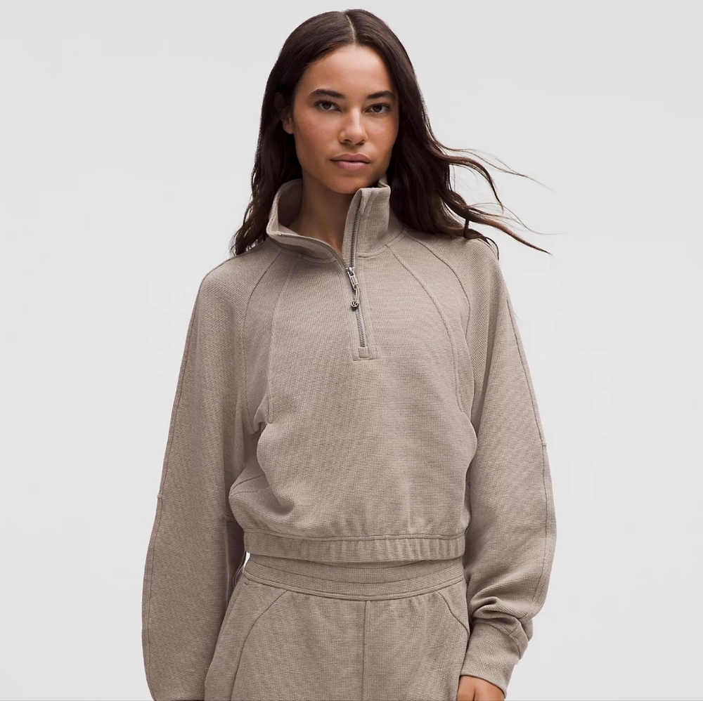 Lululemon Scuba Cropped Funnel-Neck Half Zip Waffle Size L